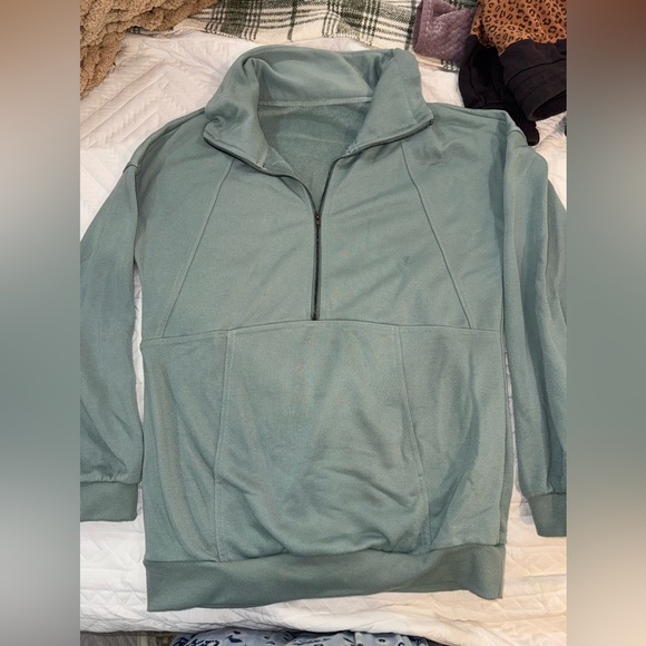 Sweaters - Men's Half-Zip Pullover Sweater - Sage Green